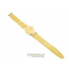 SWATCH Gold Breeze classic quarzo cassa trasparente e cinturino plastica dorata